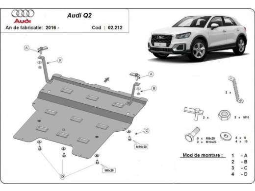 Stahl Unterfahrschutz für Motor Audi Q2 (2016-2020) EANAudi