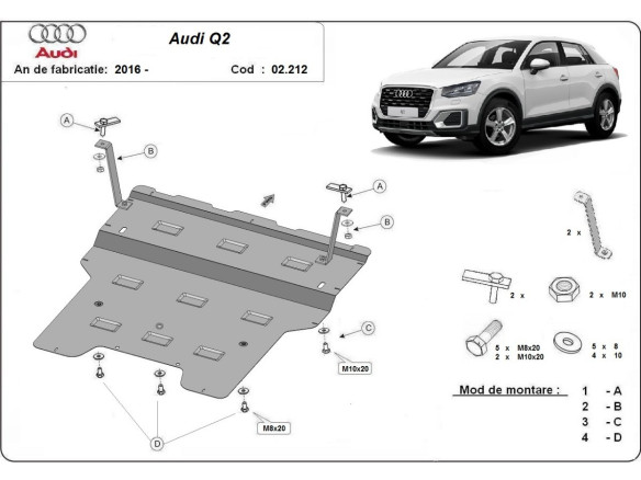 Stahl Unterfahrschutz für Motor Audi Q2 (2016-2020) EANAudi