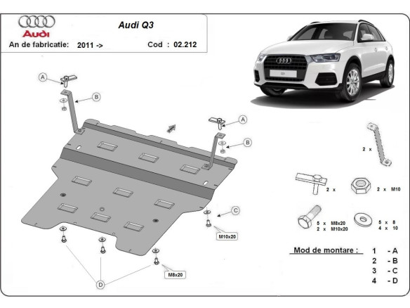 Stahl Unterfahrschutz für Motor Audi Q3 (2011-2018) EANAudi Q3