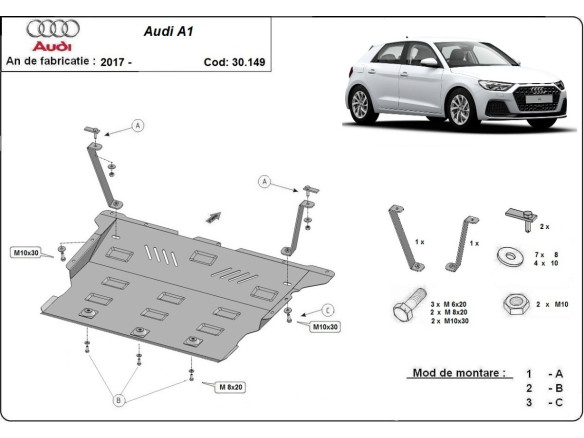 Stahl Unterfahrschutz für Motor Audi A1 (2017-2026) EANAudi