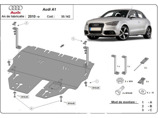 Stahl Unterfahrschutz für Motor Audi A1 (2010-2017) EANAudi