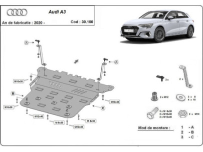 Stahl Unterfahrschutz für Motor Audi A3 (1996-2003) EANAudi