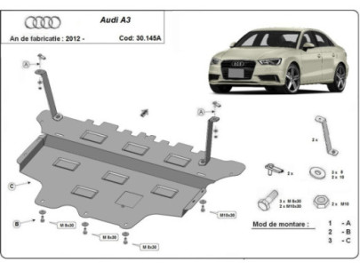 Stahl Unterfahrschutz für Motor Audi A4 B8, diesel (2008-2015) EANAudi 2