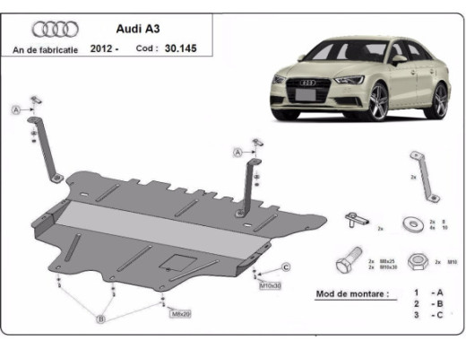 Stahl Unterfahrschutz für Motor Audi A3 (8V) (2012-2020) EANAudi