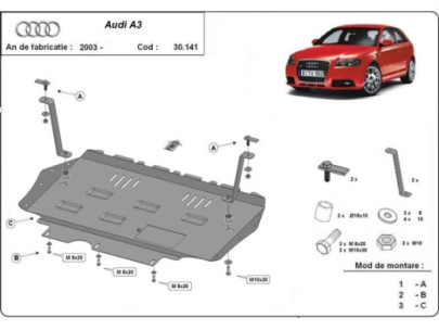 Stahl Unterfahrschutz für Motor Audi A3 (1996-2003) EANAudi 2