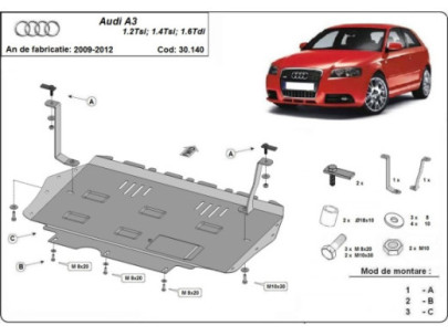 Stahl Unterfahrschutz für Motor Audi A4 B8, diesel (2008-2015) EANAudi 2