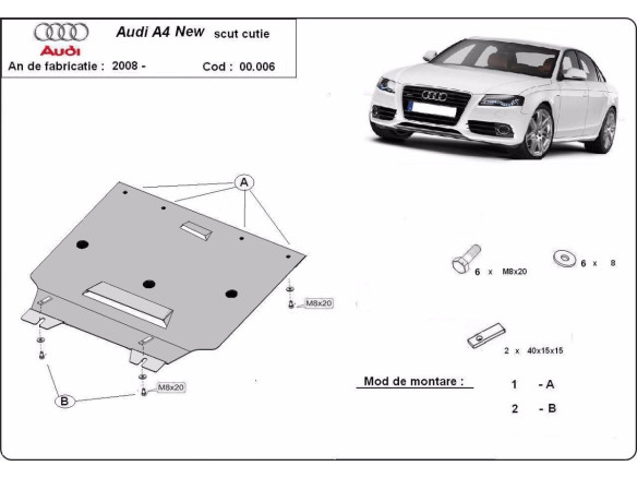 Stahl Unterfahrschutz für Getriebe Audi A4 4 B8 (2008-2015) EANAudi