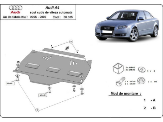 Stahl Unterfahrschutz für Getriebe Audi A4 B7 Automatikgetriebe (2005-2008) EANAudi A4
