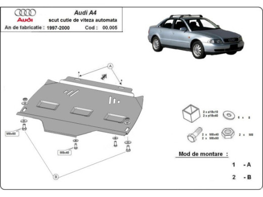 Stahl Unterfahrschutz für Getriebe Audi A4 B5 Automatikgetriebe (1995-2000) EANAudi A4