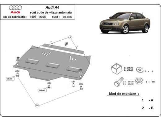 Stahl Unterfahrschutz für Getriebe Audi A4 B6 Automatikgetriebe (2000-2008) EANAudi A4