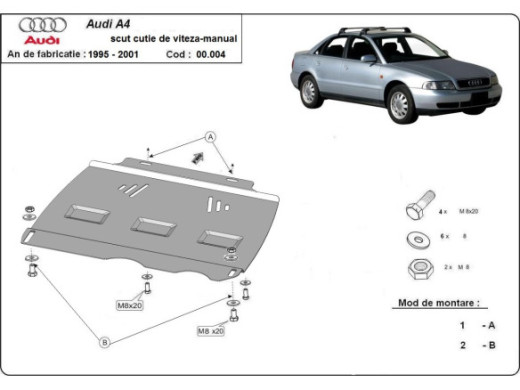 Stahl Unterfahrschutz für Getriebe Audi A4 B5 Schaltgetriebe (1995-2000) EANAudi A4