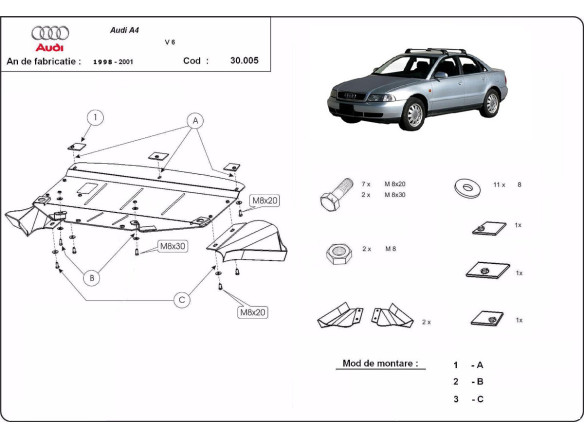 Stahl Unterfahrschutz für Motor Audi A4 B5 (1997-2000) EANAudi A4