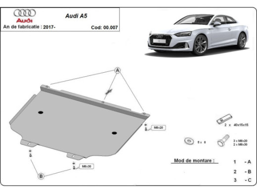 Stahl Unterfahrschutz für Getriebe Audi A5 (2017-2026) EANAudi A5