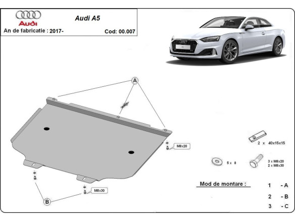 Stahl Unterfahrschutz für Getriebe Audi A5 (2017-2026) EANAudi A5