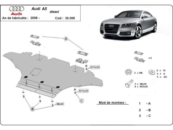 Stahl Unterfahrschutz für Motor Audi A5 diesel (2008-2016) EANAudi A5