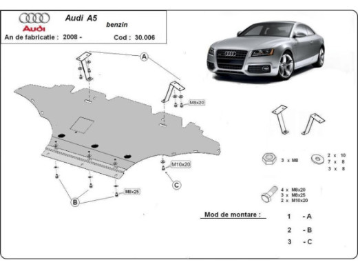 Stahl Unterfahrschutz für Motor Audi A5 benzin (2008-2016) EANAudi A5