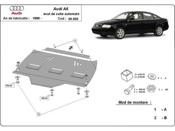 Stahl Unterfahrschutz für Getriebe Audi A6 Automatikgetriebe (1997-2004) EANAudi A6