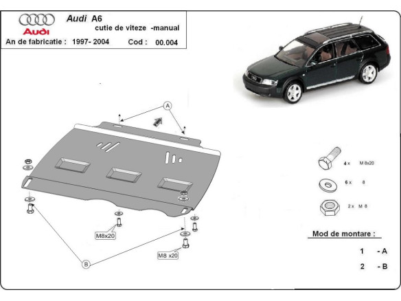 Stahl Unterfahrschutz für Getriebe Audi A6 Schaltgetriebe (1997-2004) EANAudi A6