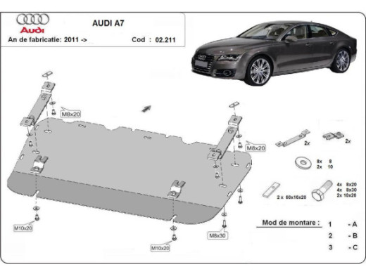 Stahl Unterfahrschutz für Motor Audi A7 (2011-2018) EANAudi A7