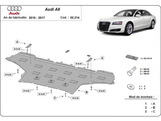 Stahl Unterfahrschutz für Motor Audi A8 (2010-2017) EANAudi A8