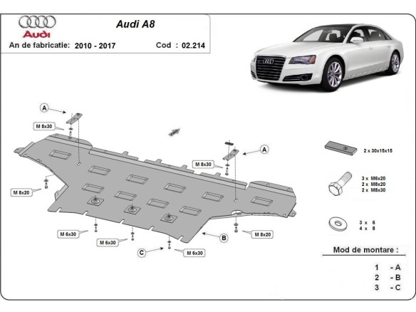 Stahl Unterfahrschutz für Motor Audi A8 (2010-2017) EANAudi A8