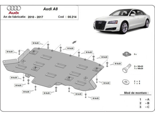 Stahl Unterfahrschutz für Getriebe Audi A8 (2010-2017) EANAudi A8