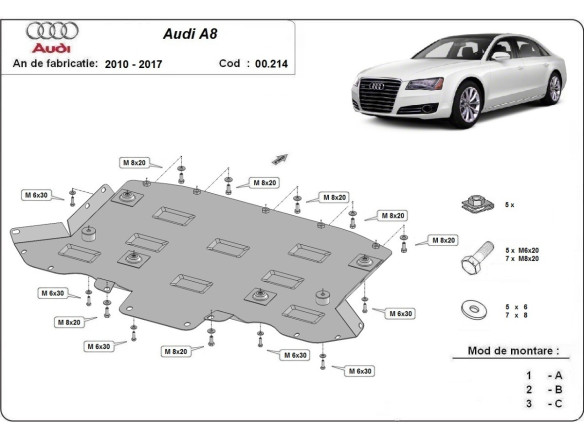 Stahl Unterfahrschutz für Getriebe Audi A8 (2010-2017) EANAudi A8