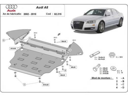 Stahl Unterfahrschutz für Motor Audi A8 (2002-2010) EANAudi A8