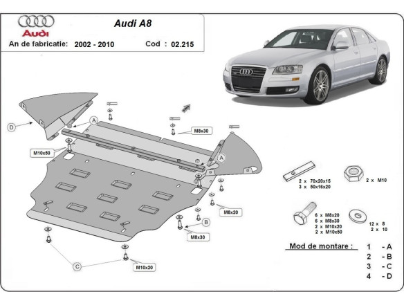 Stahl Unterfahrschutz für Motor Audi A8 (2002-2010) EANAudi A8
