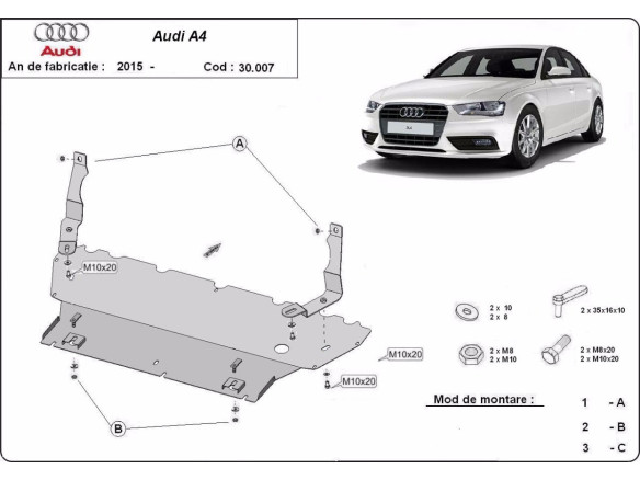 Stahl Unterfahrschutz für Motor Audi A4 B9 All Road (2015-2026) EANAudi Allroad