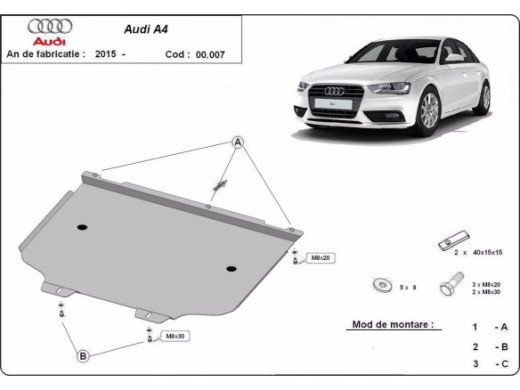 Stahl Unterfahrschutz für Getriebe Audi A4 B9 All Road (2015-2026) EANAudi Allroad