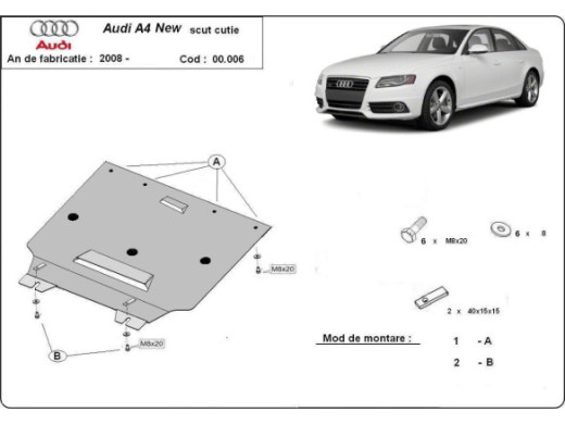 Stahl Unterfahrschutz für Getriebe Audi A4 4 B8 All Road (2008-2014) EANAudi Allroad