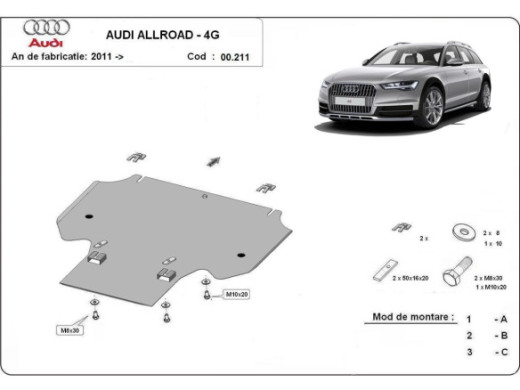 Stahl Unterfahrschutz für Getriebe Audi Allroad A6 (2011-2018) EANAudi Allroad