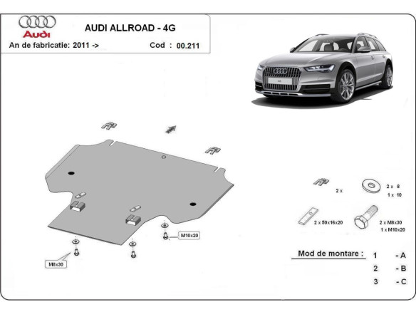Stahl Unterfahrschutz für Getriebe Audi Allroad A6 (2011-2018) EANAudi Allroad