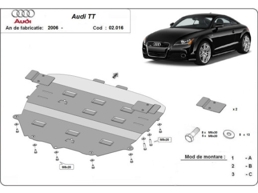 Stahl Unterfahrschutz für Motor Audi TT (2006-2014) EANAudi TT