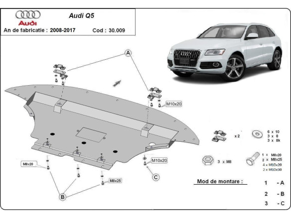 Stahl Unterfahrschutz für Motor Audi Q5 (2008-2017) EANAudi Q5