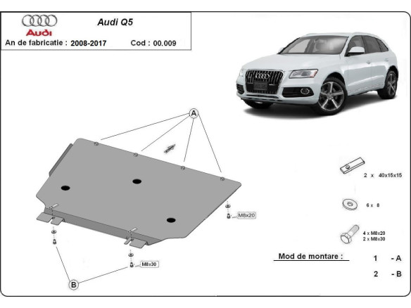 Stahl Unterfahrschutz für Getriebe Audi Q5 (2008-2017) EANAudi Q5
