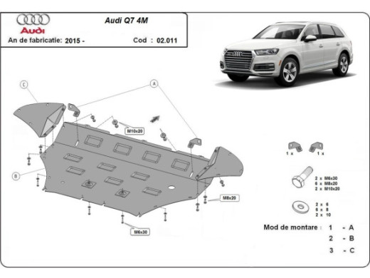 Stahl Unterfahrschutz für Motor Audi Q7 (2015-2026) EANAudi Q7