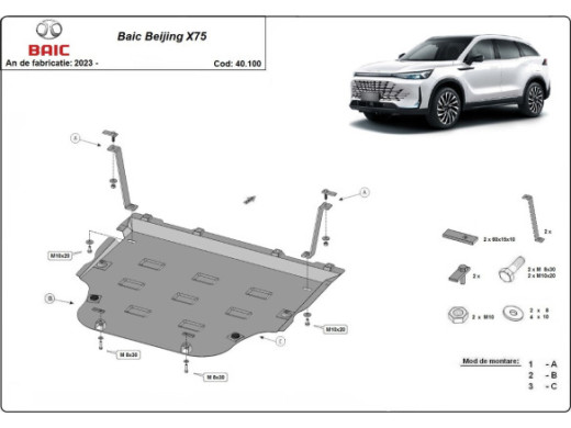 Stahl Unterfahrschutz für Motor Baic Beijing X75 (-) EANBaic Beijing X75