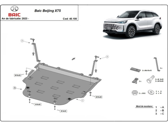 Stahl Unterfahrschutz für Motor Baic Beijing X75 (-) EANBaic Beijing X75