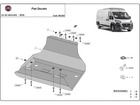 Stahl Unterfahrschutz für Kraftstofftank Fiat Ducato (2018-2026) EANFiat Ducato