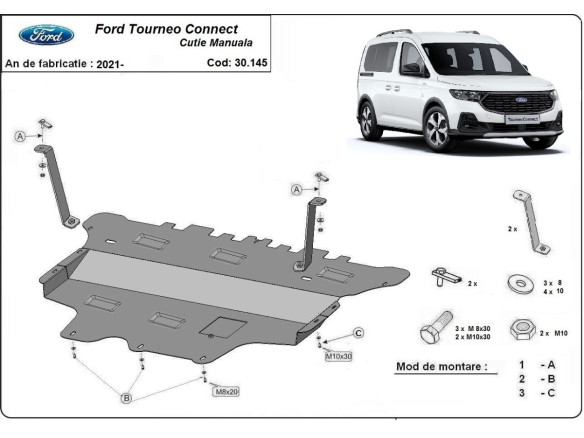Stahl Unterfahrschutz für Motor Ford Tourneo Connect (2021-2026) EANFord Tourneo Connect