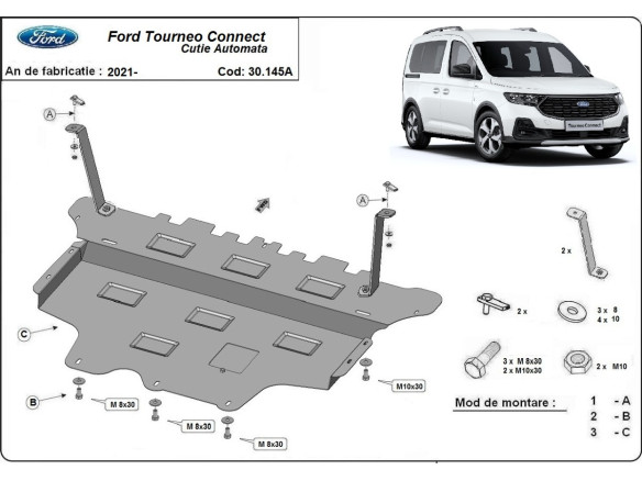 Stahl Unterfahrschutz für Motor Ford Tourneo Connect - Automatikgetriebe (2021-2026) EANFord Tourneo Connect
