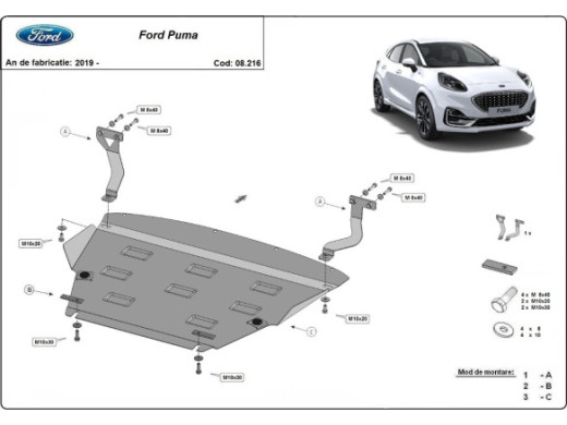 Stahl Unterfahrschutz für Motor Ford Puma (2019-2026) EANFord