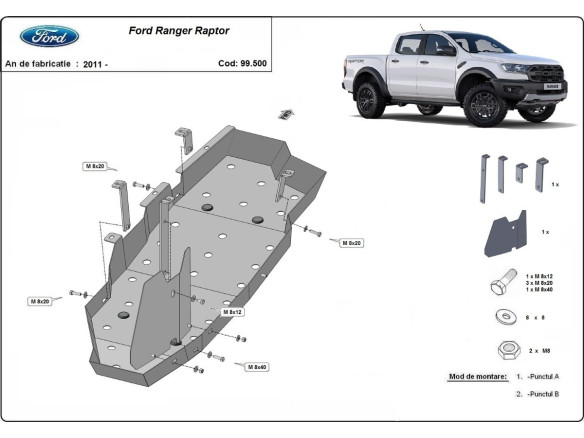 Stahl Unterfahrschutz für Kraftstofftank Ford Ranger Raptor (2020-2023) EANFord Ranger Raptor