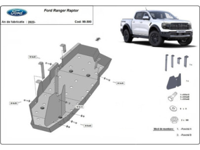 Stahl Unterfahrschutz für Kraftstofftank Ford Ranger Raptor (2020-2023) EANFord Ranger Raptor 2