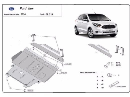 Stahl Unterfahrschutz für Motor Ford KA+ (2014-2020) EANFord