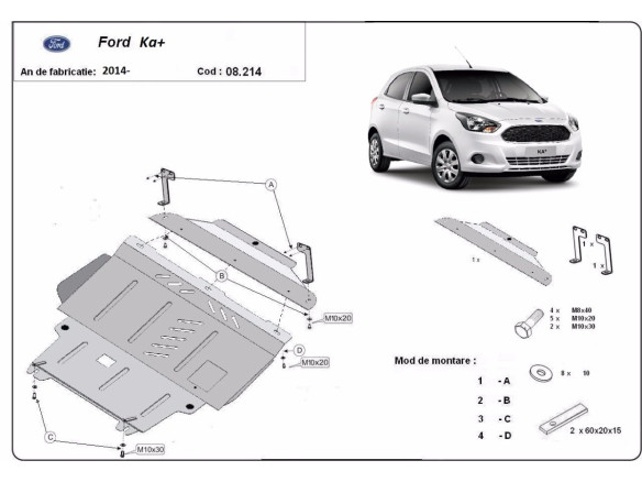 Stahl Unterfahrschutz für Motor Ford KA+ (2014-2020) EANFord