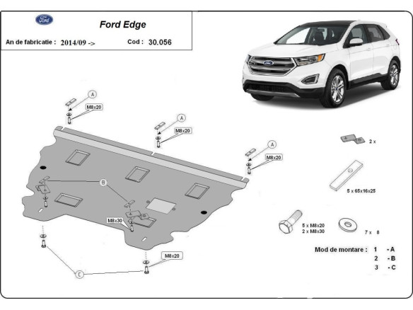 Stahl Unterfahrschutz für Motor, Getriebe Ford Edge (2014-2021) EANFord