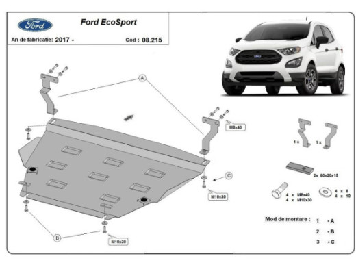 Stahl Unterfahrschutz für Motor, Getriebe Ford EcoSport (2017-2026) EANFord EcoSport